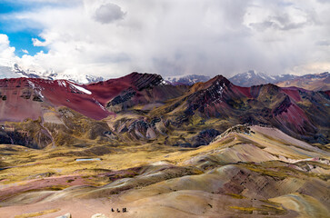 Andean landscape at Vinicunca Rainbow Mountain near Cusco in Peru
