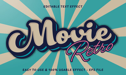 editable movie retro text effect usable for product or company logo