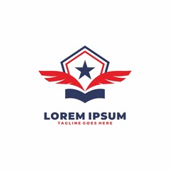 American shield star feather logo template.