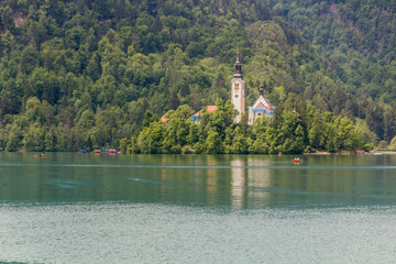 Pilgrimage Church of the Assumption of Maria in Bled lake, Slovenia