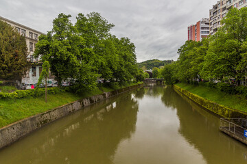 Fototapeta na wymiar Ljubljanica river in the center of Ljubljana, Slovenia