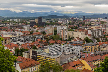 Fototapeta na wymiar Aerial view of Ljubljana, Slovenia