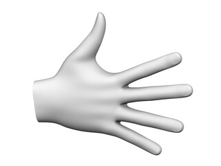 Three-dimensional model of human hand isolated on white background. 3D illustration.