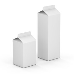 Milk boxes isolated on white background. 3D Illustration.