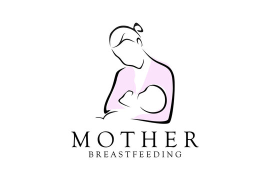 Beauty Nurse Lactating Mom Baby, Mommy Mother breastfeeding Lactation logo illustration