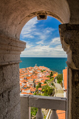 View from the Bell Tower of Piran town, Slovenia