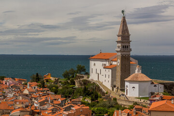 Fototapeta premium St. George's Parish Church in Piran, Slovenia