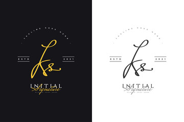 Initial K and S Logo Design in Vintage Handwriting Style. KS Signature Logo or Symbol for Wedding, Fashion, Jewelry, Boutique, Botanical, Floral and Business Identity