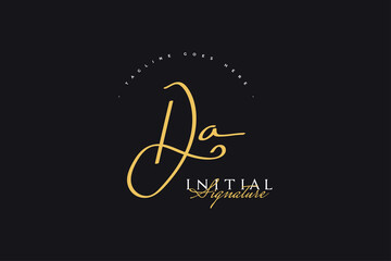 D and A Initial Handwritten Logo Design with Vintage Style for Business Identity. DA Signature Logo or Symbol