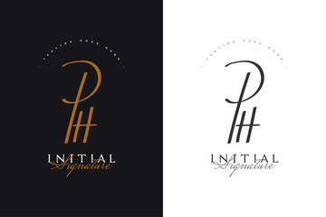 PH Initial Logo Design with Vintage Handwriting Style. PH Signature Logo or Symbol for Wedding, Fashion, Jewelry, Boutique, Botanical, Floral and Business Identity