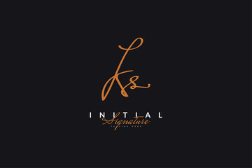 Elegant Initial K and S Logo Design in Vintage Handwriting Style. KS Signature Logo or Symbol for Wedding, Fashion, Jewelry, Boutique, Botanical, Floral and Business Identity