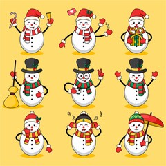 Cute Snowman in Christmas Vector Design