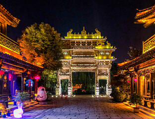 Fototapeta premium Festival Night Scene in Taierzhuang City, Shandong Province