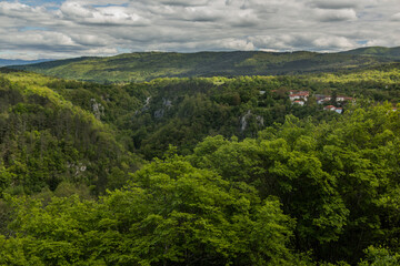 Fototapeta na wymiar View of rocky landscape near Skocjan Caves, Slovenia