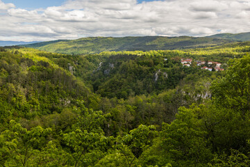 Fototapeta na wymiar View of rocky landscape near Skocjan Caves, Slovenia