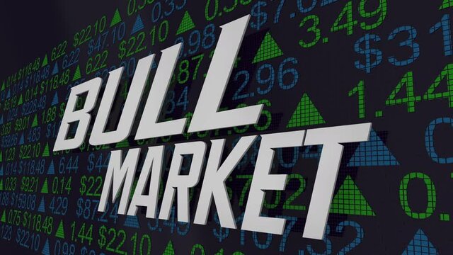 Bull Market Rising Stock Prices Shares Increase Great Time to Invest Buy 3d Animation