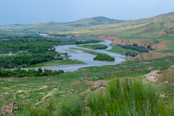 Fototapeta na wymiar view of the Kura river in Uplistsikhe in Georgia