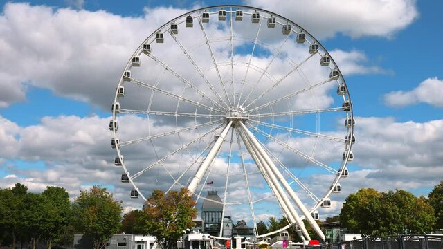 Panoramic observation Ferris wheel, La Grande roue de Montreal, located on Bonsecours Basin Island in the Old Port of Montreal