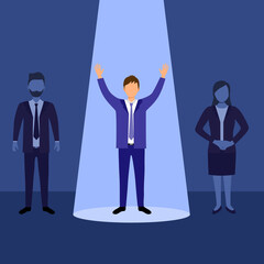 Hiring employee or job recruitment concept vector illustration. Human resource job candidate.