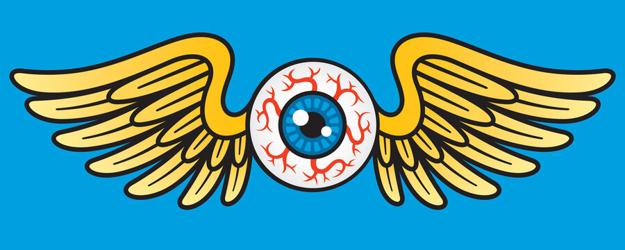 Flying Eyeball Vector Graphic.
Vector Illustration of flying human eyeball with bird or angel wings.