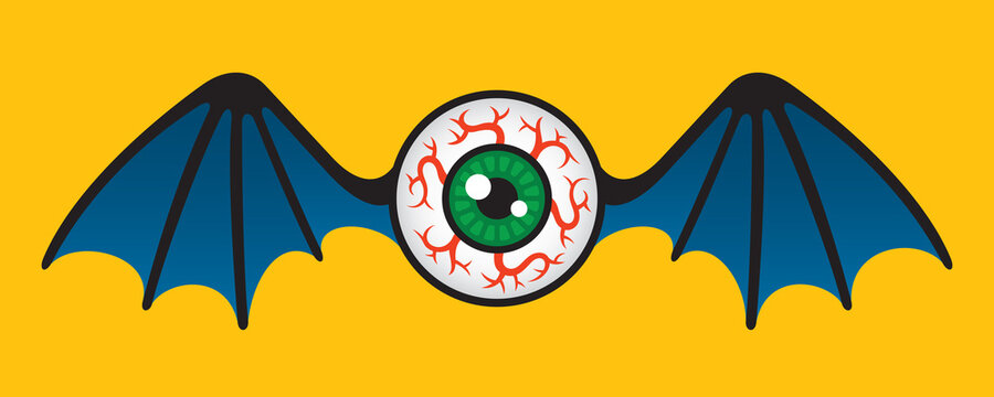 Flying Eyeball Vector Graphic.
Vector Illustration of flying human eyeball with bat or dragon wings.