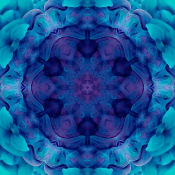 Aqua blue, white and purple abstract pattern mandala design