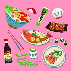 A vector illustration of Japanese Food Cuisine