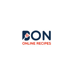 Flat letter mark BON ONLINE RECIPES logo design