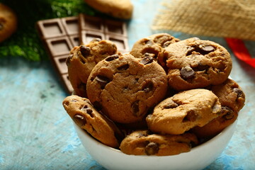 Homemade fresh baked chocolate chip cookies,