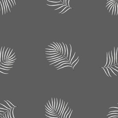 Fototapeta na wymiar gray monochromatic color style tropical palm leaves seamless pattern plants fashionable vector design on dark background. Exotic tropics. Summer design. fabric print texture. wallpaper decorative