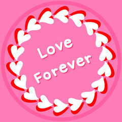 Happy Valentine's Day hand lettering with hearts, greeting cards, banner, poster template. Celebration illustration, poster, love card.	