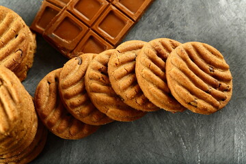 Healthy eating- homemade fresh baked sugar free chocolate cookies, vegan diet snack foods.