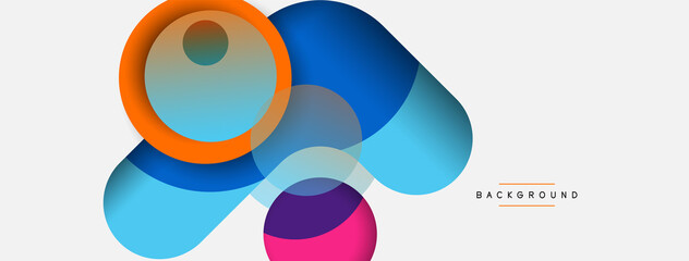 Vector round shapes circles minimal geometric background. Vector illustration for wallpaper banner background or landing page