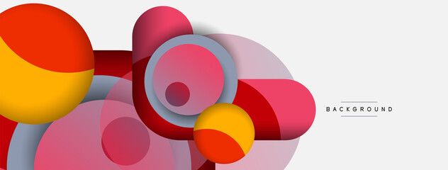 Obraz premium Vector round shapes circles minimal geometric background. Vector illustration for wallpaper banner background or landing page