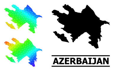 Obraz premium Vector lowpoly rainbow colored map of Azerbaijan with diagonal gradient. Triangulated map of Azerbaijan polygonal illustration.