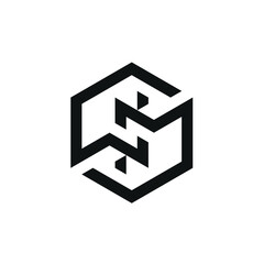 Initials SN Hexagon Logo Design Inspiration