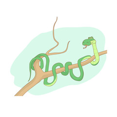 A serpent on a tree. Vector illustration.