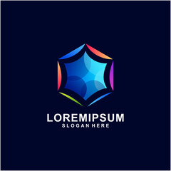 Logo illustration hexagon gradient colorful