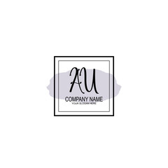 Letter AU minimalist wedding monogram vector