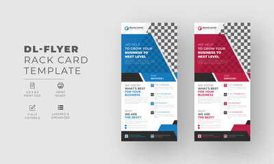 Modern creative corporate business dl flyer or rack card layout concept background flyer brochure cover template for grow up your business to the next level.