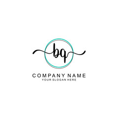 BQ Initial handwriting logo with circle hand drawn template vector