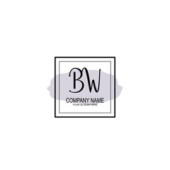 Letter BW minimalist wedding monogram vector