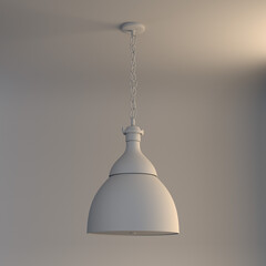 3d Rendering Clay Model hanging pendant light on neutral background