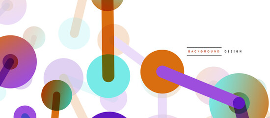 Line points connections geometric abstract background. Circles connected by lines. Trendy techno business template for wallpaper, banner, background or landing