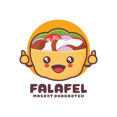 vector Falafel sandwich cartoon mascot, middle eastern traditional food illustration, suitable for, logos, prints, labels, stickers