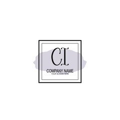 Letter CI minimalist wedding monogram vector