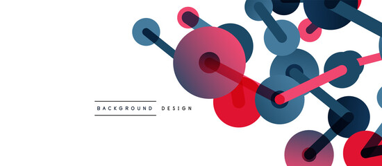 Abstract background. Round dots connected by lines. Trendy techno business template for wallpaper, banner, background or landing