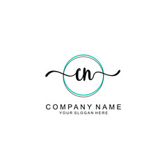 CN Initial handwriting logo with circle hand drawn template vector
