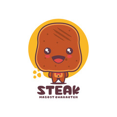 vector steak cartoon mascot, suitable for, logos, prints, labels, stickers, etc