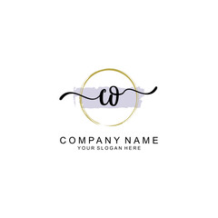 CO Initial handwriting logo with circle hand drawn template vector